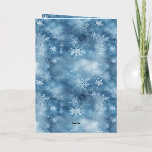Winter Blue Snowflakes Christmas Red Head Girl Kaart (Achterkant)