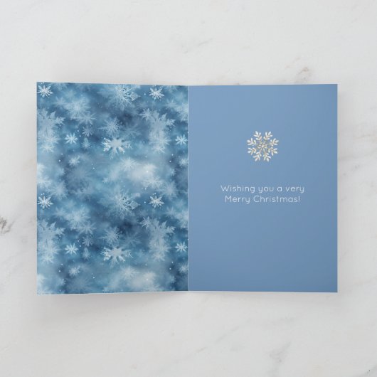 Winter Blue Snowflakes Christmas Red Head Girl Kaart (Binnen)