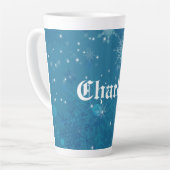 Winter Blue Snowflakes gepersonaliseerd Latte Mok (Linkerhoek)