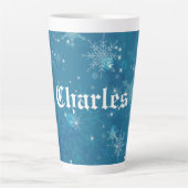 Winter Blue Snowflakes gepersonaliseerd Latte Mok (Voorkant)