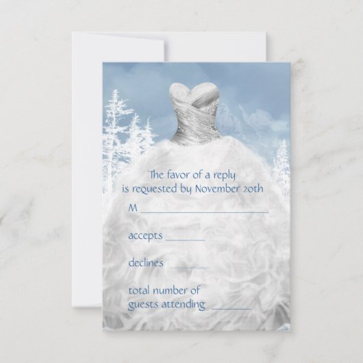 Winter Blue Snowflakes Quinceanera RSVP (Voorkant)