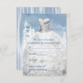 Winter Blue Snowflakes Quinceanera RSVP (Voorkant / Achterkant)