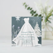 Winter Blue Snowflakes Quinceanera Uitnodigingen (Staand voorkant)