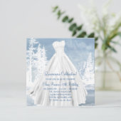 Winter Blue Snowflakes Quinceanera Uitnodigingen (Staand voorkant)
