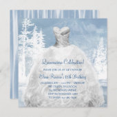 Winter Blue Snowflakes Quinceanera Uitnodigingen (Voorkant / Achterkant)
