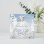 Winter Blue Snowflakes Quinceanera Uitnodigingen (Staand voorkant)