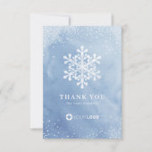 Winter Blue Snowflakes Waterverf Kerstmis Bedankkaart (Voorkant)
