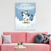Winter Blue Snowman | Christmas Canvas Afdruk (Insitu (Woonkamer))