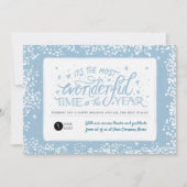 Winter Blue Snowy Hand Lettered Business Feestdagenkaart (Voorkant)