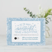 Winter Blue Snowy Hand Lettered Business Feestdagenkaart (Staand voorkant)