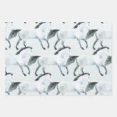 Winter Blue Snowy White Horse Inpakpapier Vel (Voorkant)