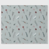 Winter Blue Spruce & Mulled Berries Sage Green Cadeaupapier (Vlak)