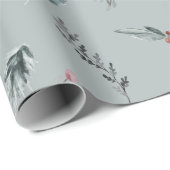 Winter Blue Spruce & Mulled Berries Sage Green Cadeaupapier (Rol Hoek)