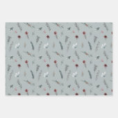 Winter Blue Spruce & Mulled Berries Sage Green Inpakpapier Vel (Voorkant 3)