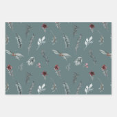 Winter Blue Spruce & Mulled Berries Slate Green Inpakpapier Vel (Voorkant)