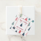 Winter Blue Square Holiday Gift Labels (In situ)