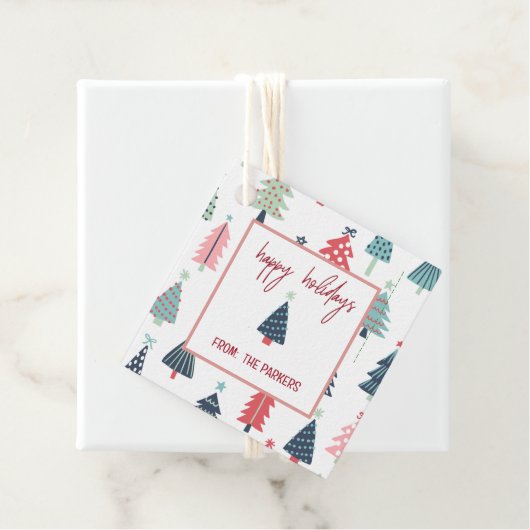 Winter Blue Square Holiday Gift Labels (In situ)
