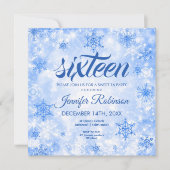 Winter Blue Sweet 16 Glitter Sparkle Kaart (Voorkant)