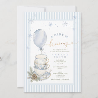 Winter Blue Thee Feestje Baby Shower Kaart