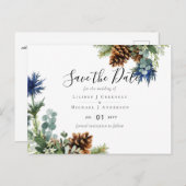 Winter Blue Thistle Eucalyptus Weddenschap Wonderl Briefkaart (Voorkant / Achterkant)
