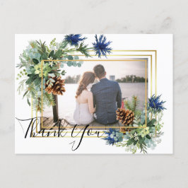 Winter Blue Thistle Eucalyptus Weddenschap Wonderl Briefkaart