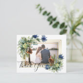 Winter Blue Thistle Eucalyptus Weddenschap Wonderl Briefkaart (Staand voorkant)