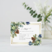Winter Blue Thistle Eucalyptus Weddenschap Wonderl Briefkaart (Staand voorkant)