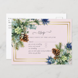 Winter Blue Thistle Eucalyptus Weddenschap Wonderl Briefkaart
