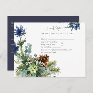 Winter Blue Thistle Eucalyptus Weddenschap Wonderl Briefkaart
