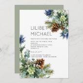 Winter Blue Thistle Eucalyptus Weddenschap Wonderl Kaart (Voorkant / Achterkant)