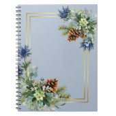 Winter Blue Thistle Eucalyptus Weddenschap Wonderl Notitieboek (Voorkant)