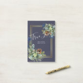 Winter Blue Thistle Eucalyptus Weddenschap Wonderl Post-it® Notes (Op bureau)