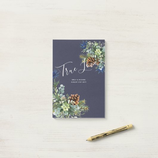 Winter Blue Thistle Eucalyptus Weddenschap Wonderl Post-it® Notes (Op bureau)