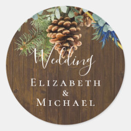 Winter Blue Thistle Eucalyptus Weddenschap Wonderl Ronde Sticker