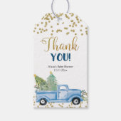 Winter Blue Truck Forest Favor Gift Label Cadeaulabel (Voorkant)