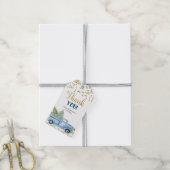 Winter Blue Truck Forest Favor Gift Label Cadeaulabel (Met Touw)
