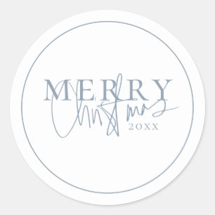 Winter Blue Typografie Kerstmis Ronde Sticker