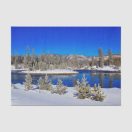 Winter Blue Water Snow Stream Foto Tissuepapier