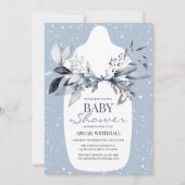 Winter Blue Waterverf Baby shower Uitnodiging (Voorkant)