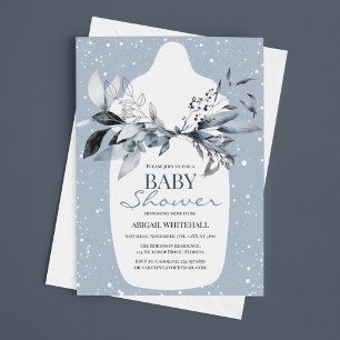 Winter Blue Waterverf Baby shower Uitnodiging