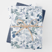 Winter Blue Waterverf Gift Wrap Set Inpakpapier Vel (In situ)