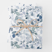 Winter Blue Waterverf Gift Wrap Set Inpakpapier Vel (In situ)