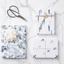 Winter Blue Waterverf Gift Wrap Set