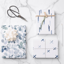 Winter Blue Waterverf Gift Wrap Set Inpakpapier Vel
