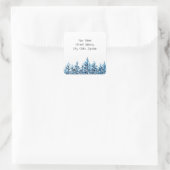 'Winter Blue Waterverf Pine Trees' Adresetiketten Vierkante Sticker (Tas)