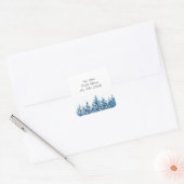 'Winter Blue Waterverf Pine Trees' Adresetiketten Vierkante Sticker (Envelop)