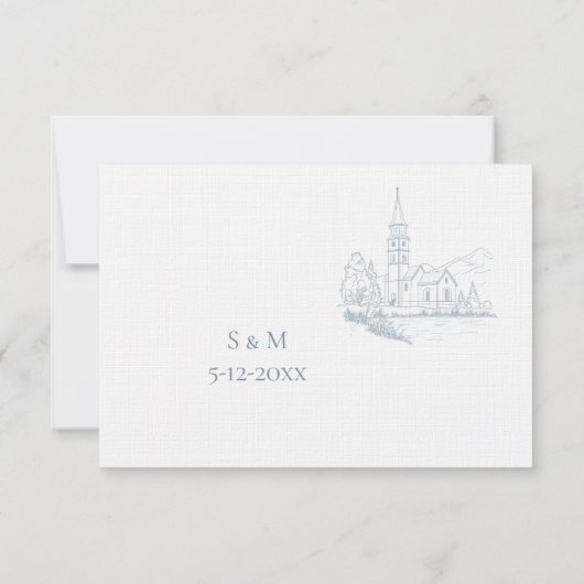 Winter Blue Wedding RSVP card (Achterkant)