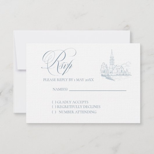 Winter Blue Wedding RSVP card Kaartje (Voorkant)