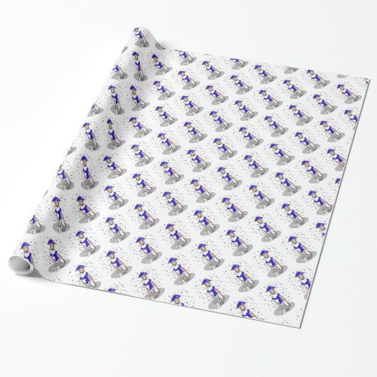Winter Blue Whippet Snow Scarf - Fawn & white Cute Cadeaupapier (Uitgerold)