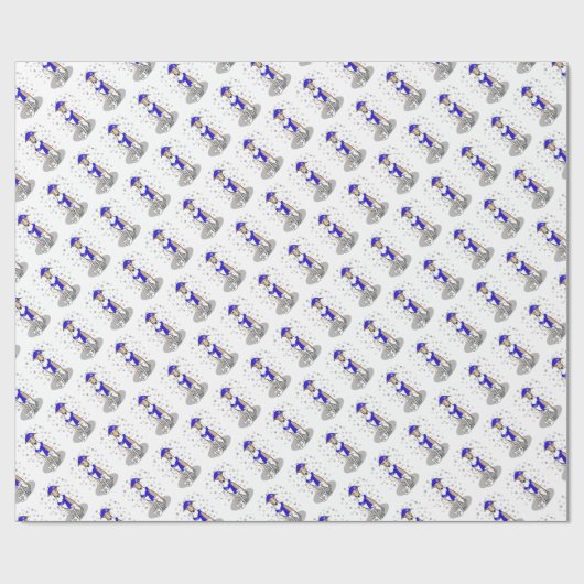 Winter Blue Whippet Snow Scarf - Fawn & white Cute Cadeaupapier (Vlak)